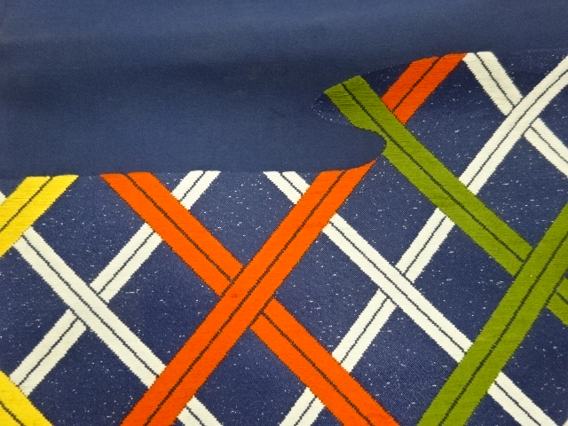  幾何学模様織出し名古屋帯